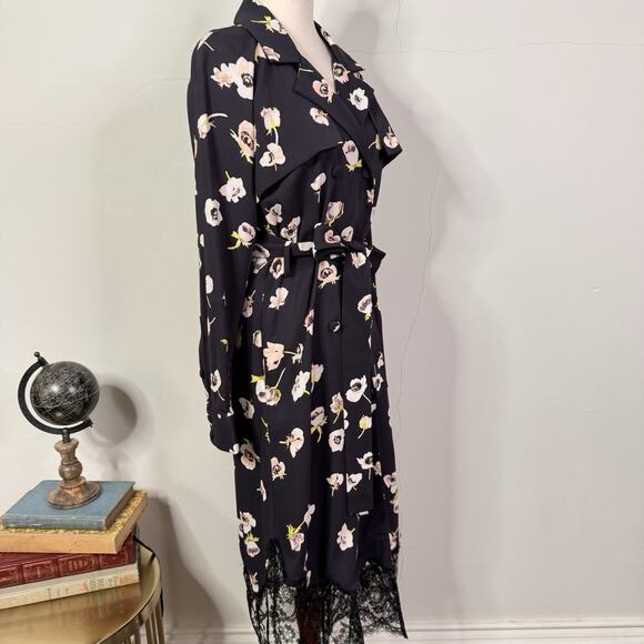 Lela Rose Midnight Floral Lace Hem Double Breasted Wrap Dress Size 2 NWT - Picture 11 of 16
